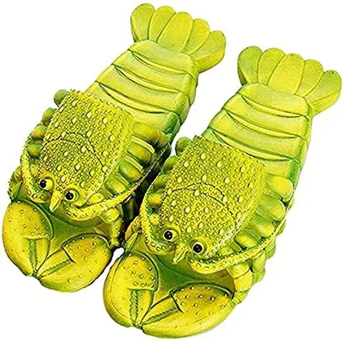 Produktbild: Asifn Hummer Flip-Flops Kinder Hausschuhe Sommer lustige Tier Süße Strandschuhe Damen Weiche Kreative Duschsandalen Herren Lässige wasserdichte（Grün,46/47 EU