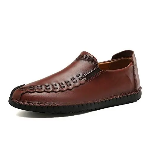 Produktbild: Asifn Männer Casual Fahren Leder Loafers Sommer Business Brogue Atmungsaktiver Komfort Sport Gehen Handgemachte Mokassin（45 EU,Braun