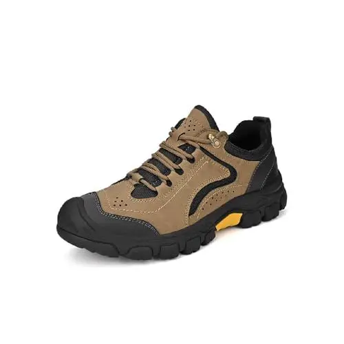 Produktbild: Asifn Mens Casual Wanderschuhe Atmungsaktive rutschfeste Fahrschuhe Leichte verschleißfeste Arbeitsschuhe Outdoor Sportschuhe Khaki 45 EU