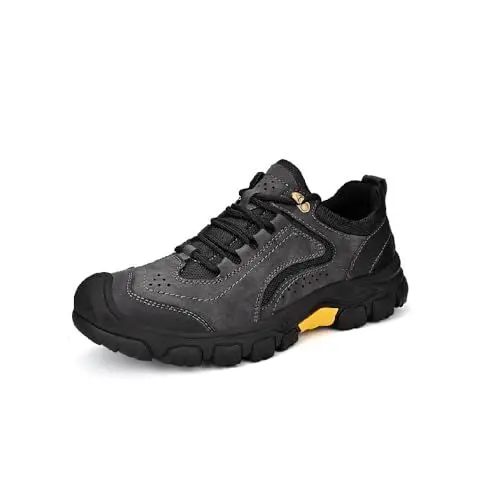 Produktbild: Asifn Mens Casual Wanderschuhe Atmungsaktive rutschfeste Fahrschuhe Leichte verschleißfeste Arbeitsschuhe Outdoor Sportschuhe Schwarz 44 EU