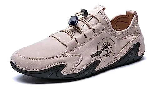 Produktbild: Asifn Mokassins Herren Schwarz Wildleder Fahrschuhe Sommer Outdoor Anti-Rutsch Atmungsaktiv Weich Freizeit Loafer（Beige,47 EU
