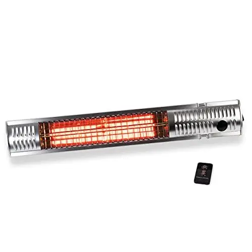Produktbild: ASIGO® Infrarot Heizstrahler Terrasse I 4 Heizstufen Goldröhre I 650W - 2000W Infrarotstrahler mit Fernbedienung I Wandhalterung I Edelstahl - Aluminiumblende I Infrarotheizung für den Außenbereich
