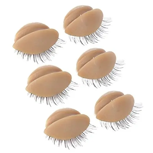 Produktbild: Asixxsix 3 Paar Ersatz-Augenlider für Schaufensterpuppenkopf, abnehmbare realistische Augenlider mit Wimpern Silikon-Übungs-Schaufensterpuppenkopf-Augenlider Schaufensterpuppen-Augenlider(Braun)