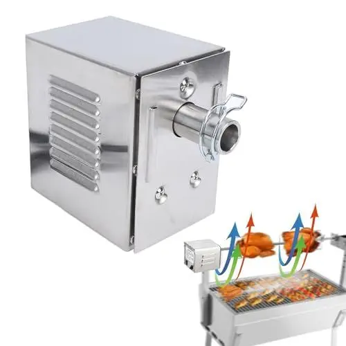 Produktbild: 45-W-Grill-Elektro-Ersatz-Rotisserie-Motor, Edelstahl-BBQ-Motor für Schweine-Ziege-Hähnchen-Bräter mit 200–250 Kg Torsionslastkapazität (EU-Stecker)