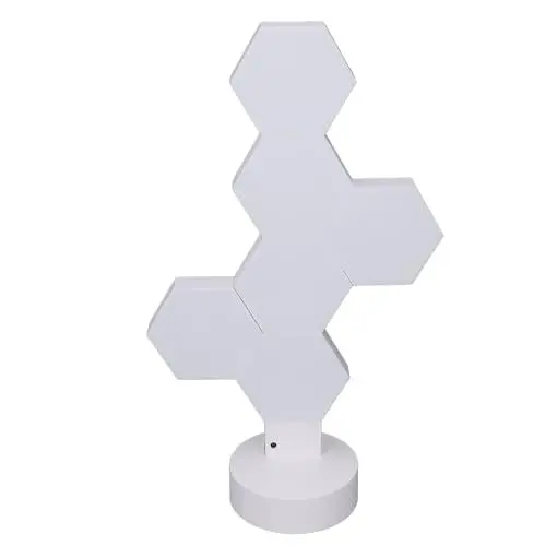 Produktbild: 6er-Pack Sechseck-Lichtpaneel, RGB-Hexagon-Smart-Wandleuchte, Dekorative Musik-Sync-Gaming-Leuchte für Heimdekoration, APP-Steuerung, Sprachsteuerung, Fernbedienung, Knopfsteuerung