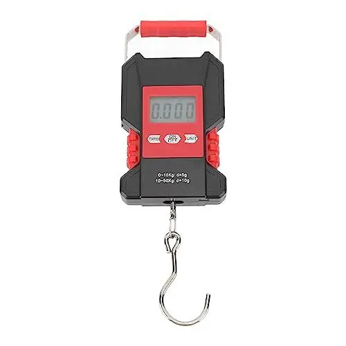 Produktbild: Asixxsix Digitale Fischwaage, 110lb hintergrundbeleuchtetes LCD-Display wasserdichte Fischwaage 0,01kg hohe Genauigkeit USB-Ladung hängende Hakenwaage mit Maßband für Gepäck Reisen