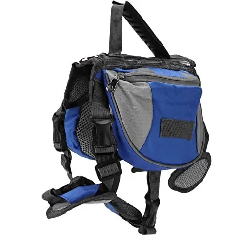 Produktbild: Asixxsix Hunderucksack für kleine, mittelgroße und große Hunde, Hundesatteltasche aus Nylon, verstellbare Hundeweste mit Seitentaschen für Wanderungen, Camping und Spaziergänge (M)