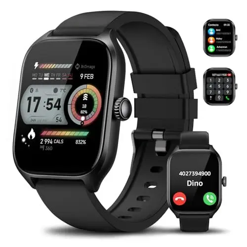 Produktbild: Asmoda Smartwatch Damen Herren, 2.01 Zoll Touchscreen Smart Watch mit Telefonfunktion, Fitnessuhr mit Herzfrequenz, Schlafmonitor, IP68 Wasserdicht Sportuhr Schrittzähler für Android iOS