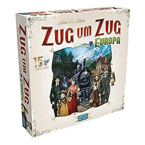 Produktbild: Days of Wonder, Zug um Zug – Europa 15. Jubiläum, Familienspiel, Brettspiel, 2-5 Spieler, Ab 8+ Jahren, 45+ Minuten, Deutsch