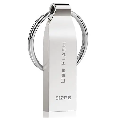 Produktbild: asoutha USB Stick 512GB - USB 3.0 Metall Speicherstick mit Schlüsselanhänger wasserdichte USB-Flash-Laufwerk 512GB Datenspeicher für Tablet/Laptop