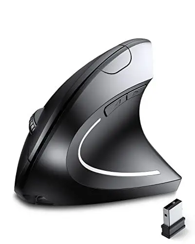 Produktbild: ASOYIOL Ergonomische Maus Kabellos, Ergonomische Mouse mit USB Empfänger, 6 Tasten 3 DPI, 1000/1200/1600, Vertikale Maus für Desktop, Laptop, Kabellos (Rechte Hand