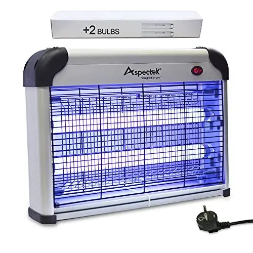 Produktbild: ASPECTEK Insektenvernichter elektrisch 20W – Fliegenvernichtung mit UV-Lampe, Mückenlampe für Innen- und Außenbereiche, schnell und chemiefrei, Mückenfalle Wirksam gegen Fliegende Insekten
