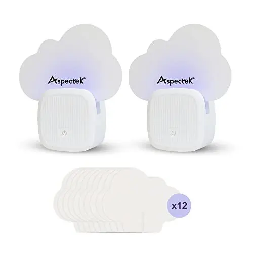 Produktbild: Aspectek Klebe-Fliegenfalle für Innenbereich, Plug-in-Blaulicht-Insektenfalle, geruchlos, geräuschlos, chemikalienlos, mit 12 Packungen Klebepads, Weiß (2 Stück)