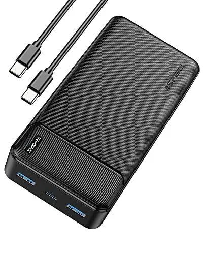 Produktbild: Asperx Powerbank 20000mAh schnellladefunktion 22.5W, 3 Geräte gleichzeitig Aufladen PD 20W QC3.0 Externer Handyakkus, Klein Aber Stark Akkupack Tragbares Ladegerät für iPhone Samsung Smartphone Xiaomi