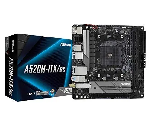 Produktbild: ASRock A520M-ITX/AC unterstützt 3. Generation AMD AM4 Ryzen™ / Future AMD Ryzen™ Prozessoren (3000 und 4000 Serie) Motherboard.