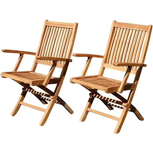 Produktbild: ASS 2X ECHT Teak Klappsessel Gartensessel Gartenstuhl Sessel Holzsessel mit Armlehne Gartenmöbel Holz JAV-Aves