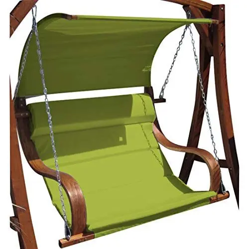 Produktbild: ASS Sitzbank Hängebank für Hollywoodschaukel SEAT MERU GRÜN aus Holz Lärche inkl. Dach (ohne Gestell!!)