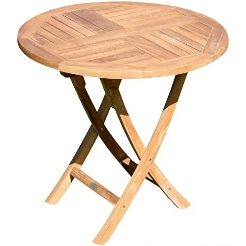 Produktbild: AS-S Teak runder Klapptisch Gartentisch Holztisch Garten Tisch rund 80cm JAV-Coamo Teakholz