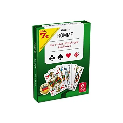 Produktbild: Ass Altenburger 22570071 Kartenspiel Rommé in Stülpschachtel, auch für Bridge und Canasta, französisches Bild, 10 years to 99 years, Weiß