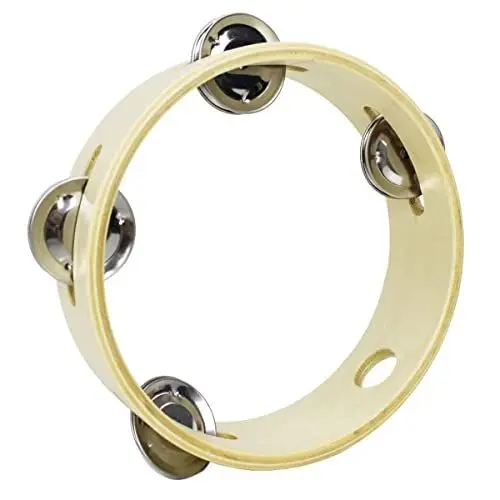 Produktbild: A-Star 6 Zoll/15 cm handgehaltenes kopfloses Tamburin aus Holz, traditionelle Single Jingle Bell Row