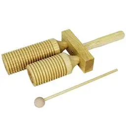 Produktbild: A-Star Two Tone Double Wood Block Agogo Guiro Scraper mit Holzschlägel, Percussion-Rhythmusblock