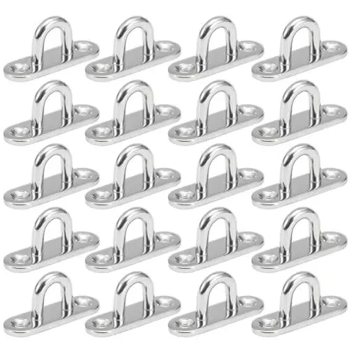 Produktbild: AstarFavor 20 Stück Augplatten Edelstahl,M5 Edelstahl Decksplatte, Decken Haken Metall Befestigungshaken Bootszubehör,Augplatten mit Öse für Sonnensegel Wand-Befestigung