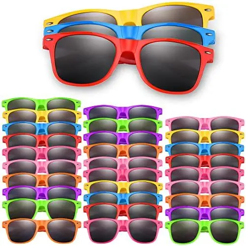 Produktbild: ASTARON 32 Stück Kinder Sonnenbrillen Bulk Neon Party Favors Goody Bag Fillers für Beach Wedding Party Pool Party Supplies, 8 Farben