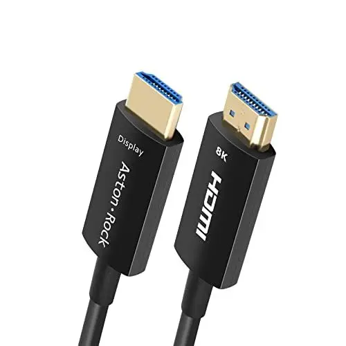 Produktbild: Aston Rock Zertifiziertes 8K-HDMI-Kabel, 15,2 m, langes Faser-HDMI-2.1-Kabel, 48 Gbit/s Bandbreite, unterstützt HDR HDCP2.3 eARC 8K60Hz, 4K 120Hz, kompatibel mit PS5, LG C9, RTX 3090/80, Xbox-Serie,
