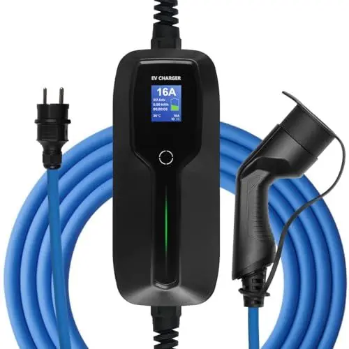 Produktbild: astoneves Typ 2 EV Ladegerät, tragbares Modus 2 16A Elektroauto Ladekabel Ladebox mit Schuko Stecker für IEC 62196-2 Standard Elektrofahrzeug (5m Kabel, 220-240V, Max 3,6kW)