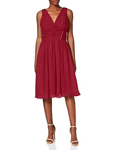 Produktbild: Astrapahl Damen Cocktail Kleid Neckholder, Knielang, Einfarbig, Gr. 40, Rot