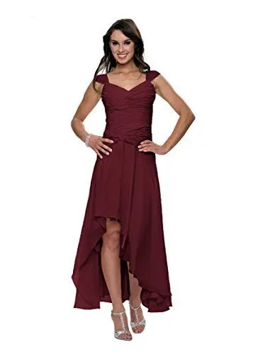 Produktbild: Astrapahl Damen Cocktail Kleid mit schönen Raffungen, Knielang, Einfarbig, Gr. 38, Rot (Weinrot)