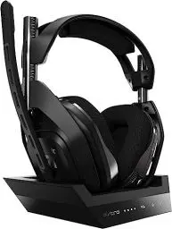 Produktbild: ASTRO Gaming A50 Wireless Headset + Gaming-Ladestation, 4. Generation, Dolby, ausgleichender Gaming-Sound und Stimme, 2,4-GHz-Verbindung, PS5 (HDMI-Adapter erforderlich), PS4, PC, Mac - Schwarz