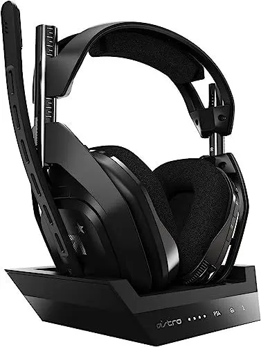 Produktbild: ASTRO Gaming A50 Wireless Headset + Gaming-Ladestation, 4. Generation, Dolby, ausgleichender Gaming-Sound und Stimme, 2,4-GHz-Verbindung, PS5 (HDMI-Adapter erforderlich), PS4, PC, Mac - Schwarz