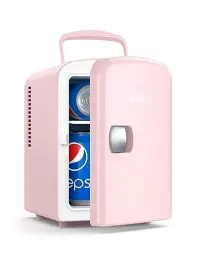 Produktbild: AstroAI Mini Kühlschrank 4 Liter, Kleiner Kühlschränk für Kosmetik und Getränke, Mini-Kühlschränke mit 220V AC/12V DC für Autos, Büros, Wohnheim, Reisen, Rosa