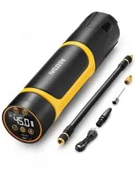 Produktbild: AstroAI Elektrische Luftpumpe 150PSI (10,3 Bar) Tragbar Fahrradpumpe mit Akku LED-Licht Luftkompressor Reifenpumpe für Fahrrad, E-Bike, Auto, Motorrad, Basketball, E-Scooter Als Powerbank