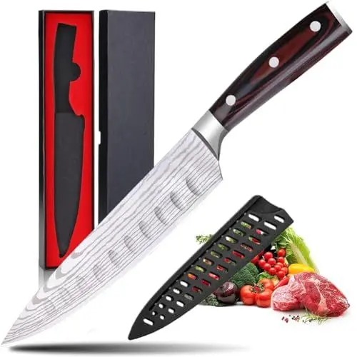 Produktbild: Astylway Kochmesser 20cm 5Cr15MoV Handgeschmiedetes profi Küchenmesser aus Deutschem Hochwertigem Carbon Stahl Original scharfes Allzweckmesser Fleischmesser mit Holzgriff