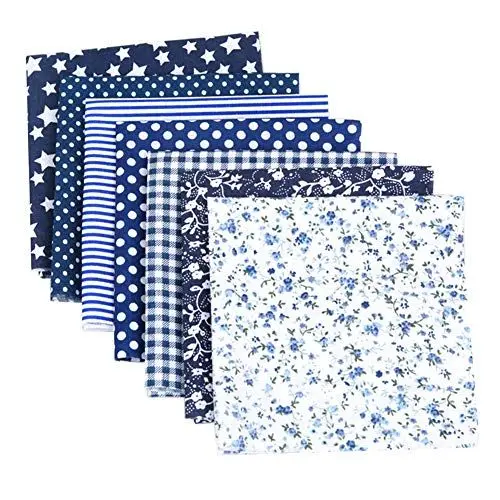 Produktbild: Asudaro 7Stück 25x25 cm Baumwollstoff Meterware Stoffpaket für Patchwork DIY Stoffe zum Nähen Stoff Paket Stoffreste Nähstoffe zum nähen Puppenkleider Ärmel Haarband Handwerk Marine