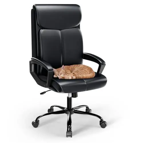 Produktbild: Asukale Bürostuhl Chefsessel 150kg, Schreibtischstuhl Ergonomischer Bürostuhl Office Chair, Bürosessel Hat weiche gepolsterte Armlehnen, drehbar und Wippfunktion, Höhenverstellbar, Schwarz