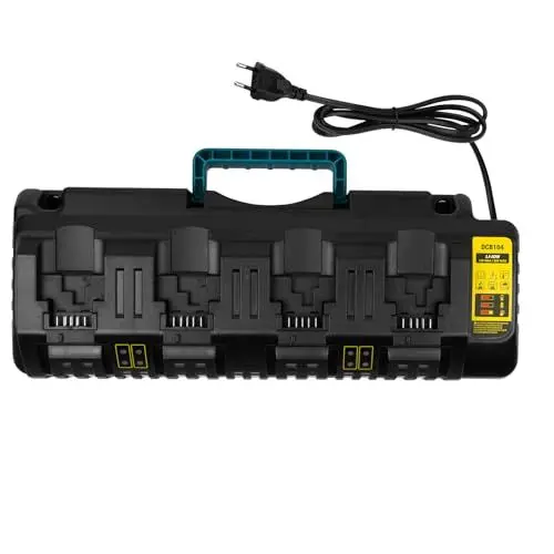 Produktbild: ASUNCELL 4 Ports Akku Ladegerät Kompatibel mit Dewalt 18V XR DCB104, 3.0A 12V-20V MAX Li-Ion Schnell-Ladegerät Kompatibel mit Dewalt 18V DCB-Akku Ersatz-Ladegerät (mit 2 2.1A USB Ports)