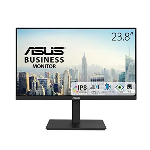 Produktbild: ASUS Business VA24ECPSN - 24 Zoll Full HD Monitor - 16:9 IPS Panel, 1920x1080, 75 Hz, Rahmenlos, ergonomisch - RJ45, DisplayPort, HDMI, USB-C mit 65W, USB-Hub