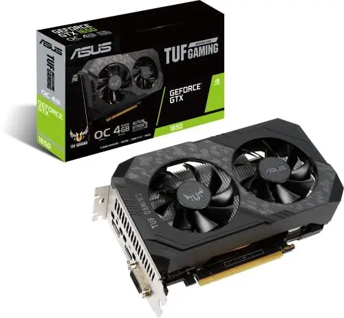 Produktbild: ASUS Die TUF Gaming GeForce GTX 1650 OC Edition 4GB GDDR6 Gaming Grafikkarte (NVIDIA-Turing-Architektur, 4GB GDDR6 Speicher, PCIe 3.0, 1x HDMI 2.0b, 1x Displayport 1.4a, TUF-GTX1650-O4GD6-P-V2-GAMING)