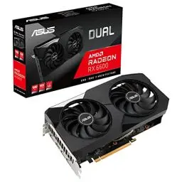 Produktbild: ASUS Dual AMD Radeon RX6600 8G Gaming Grafikkarte (8GB DDR6 Speicher, PCIe 4.0, 1x HDMI 2.1, 3x DIsplayPort 1.4a. DUAL-RX6600-8G)