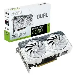 Produktbild: ASUS Dual GeForce RTX 4060 OC White Edition 8GB GDDR6 Gaming Grafikkarte weiß (NVIDIA RTX4060 DLSS3, PCIe 4.0, 1x HMDI 2.1a, 3X DisplayPort 1.4a, DUAL-RTX4060-O8G-WHITE)
