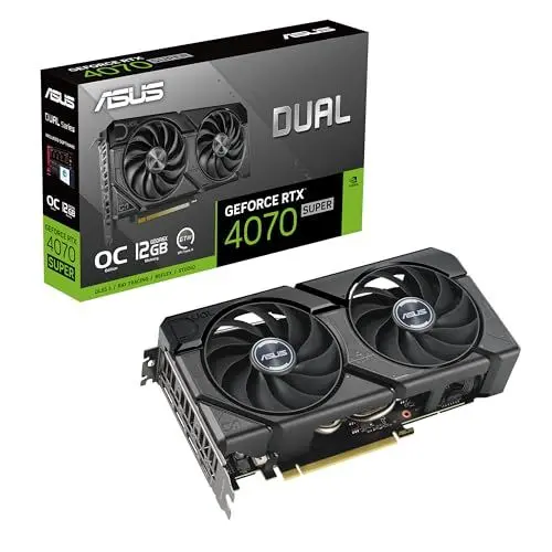 Produktbild: ASUS Dual GeForce RTX 4070 SUPER EVO OC Edition 12GB GDDR6X Gaming Grafikkarte (Nvidia RTX4070 SUPER DLSS 3, PCIe 4.0, 1x HDMI 2.1a, 3x DisplayPort 1.4a, DUAL-RTX4070S-O12G-EVO)