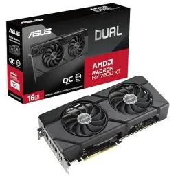 Produktbild: ASUS Dual Radeon RX 7800 XT OC Edition 16GB GDDR6 Gaming Grafikkarte (AMD Radeon RX7800XT, PCIe 4.0, 1x HDMI 2.1, 3x DisplayPort 2.1, DUAL-RX7800XT-O16G, schwarz)