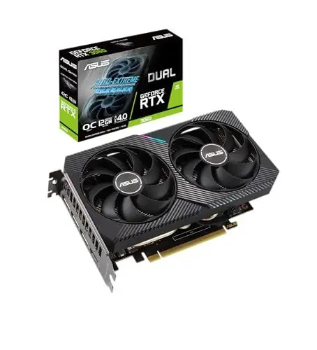 Produktbild: ASUS GeForce Dual RTX 3060 12GB V2 OC Edition Gaming Grafikkarte (GDDR6 Speicher, PCIe 4.0, 1x HDMI 2.1, 3x DisplayPort 1.4a, DUAL-RTX3060-O12G-V2)