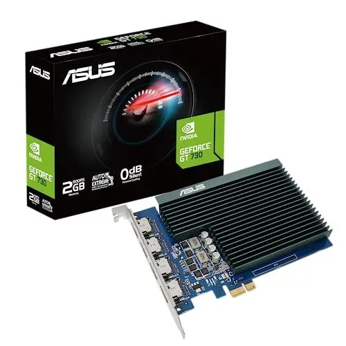Produktbild: ASUS GeForce GT 730 2GB DDR5 Grafikkarte (4x HDMI, Single-Slot-Design, passive Kühlung, GPU Tweak II, GT730-4H-SL-2GD5)