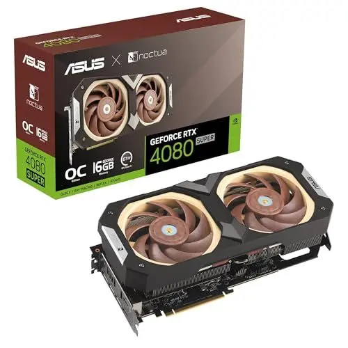 Produktbild: ASUS GeForce RTX 4080 SUPER 16GB GDDR6X Noctua OC Edition Gaming Grafikkarte (Nvidia RTX4080 SUPER DLSS 3, PCIe 4.0, 2X HDMI 2.1, 3X DisplayPort 1.4a, RTX4080S-O16G-NOCTUA)