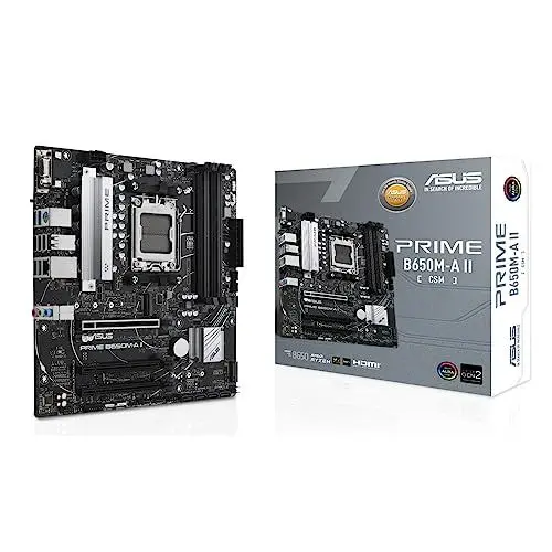 Produktbild: ASUS PRIME B650M-A II-CSM Mainboard Sockel AMD AM5 (Ryzen 7000, mATX, DDR5, PCIe 5.0, 2.5GB Ethernet, DisplayPort, HDMI, VGA, USB 3.2, BIOS Flashback, Aura Sync)