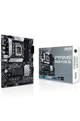 Produktbild: ASUS PRIME B660-PLUS D4 Gaming Mainboard Sockel Intel LGA 1700 (Intel B660, ATX, DDR4 Speicher, PCIe 4.0, 3x M.2, Aura Sync)